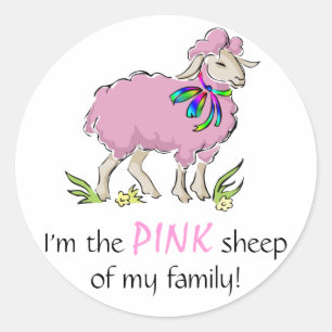 Roze schapen van de familie ronde sticker