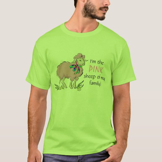 Roze schapen van de familie t-shirt (Voorkant)