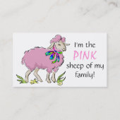 Roze schapen van de familie visitekaartje (Achterkant)