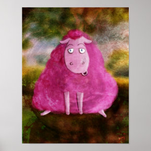 Roze schapenafdrukken poster