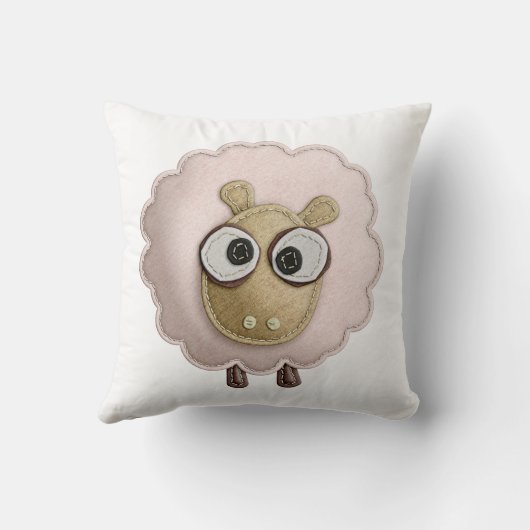 Roze schapenkaas Faux, bedrukt Afbeelding Kussen (Achterkant)