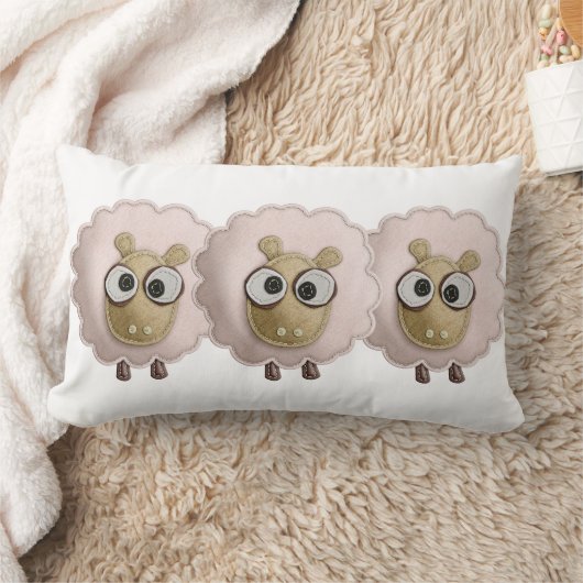 Roze schapenkaas Faux, bedrukt Afbeelding Kussen (Deken)