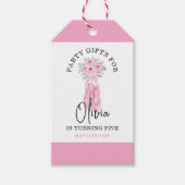 Roze Schattig Ballerina Verjaardagsfeest Cadeaulabel (Voorkant)