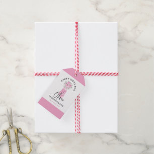 Roze Schattig Ballerina Verjaardagsfeest Cadeaulabel