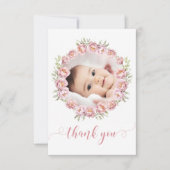 Roze schattig bloemenbaby meisje douche dank u kaa bedankkaart (Voorkant)