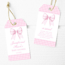 Roze schattig boog baby shower dank u gunst tags cadeaulabel