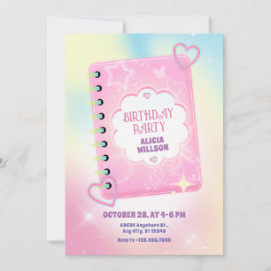 Roze schattig dagboek verjaardag kaart