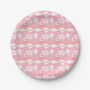 Roze Schattig Halloween Patroon Papieren Bordje