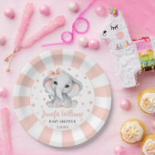 Roze schattig klein pinda olifant baby shower papieren bordje (Feest)