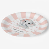 Roze schattig klein pinda olifant baby shower papieren bordje (Gekanteld)