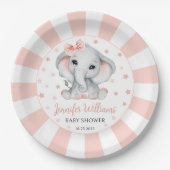 Roze schattig klein pinda olifant baby shower papieren bordje (Voorkant)
