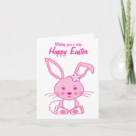 Roze schattig konijn Paaskaart Feestdagen Kaart