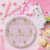 Roze schattig konijntje meisje papieren bordje (Feest)
