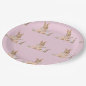 Roze schattig konijntje meisje papieren bordje (Gekanteld)