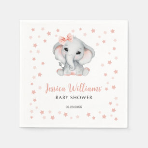 Roze schattig meisje olifant baby shower papier se servet