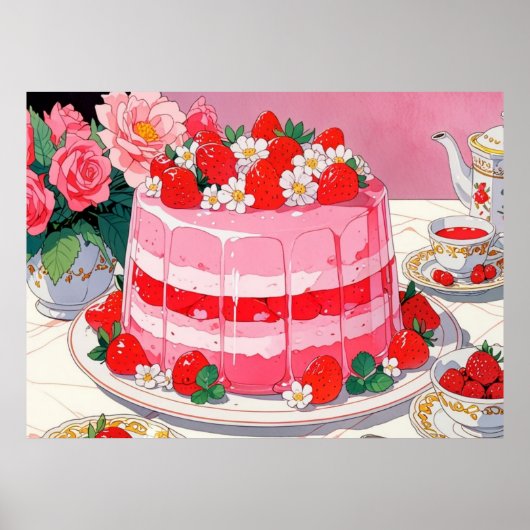 Roze schattig Poster (Voorkant)