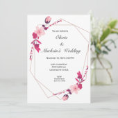 Roze schattig sakura bruiloft uitnodiging kaart (Staand voorkant)