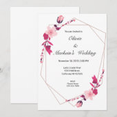 Roze schattig sakura bruiloft uitnodiging kaart (Voorkant / Achterkant)