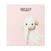 Roze Schattig spook Hallo? Telefoon Notitieblok (Voorkant)
