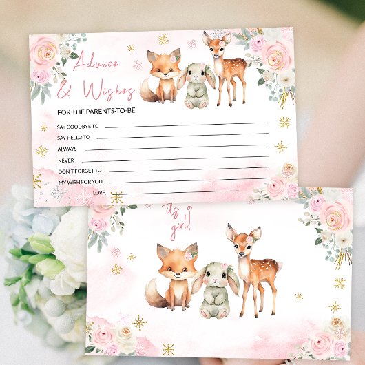 Roze schattig winter baby shower advies wenskaart briefpapier