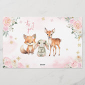 Roze schattig winter baby shower advies wenskaart briefpapier (Achterkant)