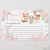 Roze schattig winter baby shower advies wenskaart briefpapier (Voorkant)