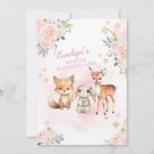 Roze schattig winter bos verjaardag meisje uitnodi kaart (Achterkant)