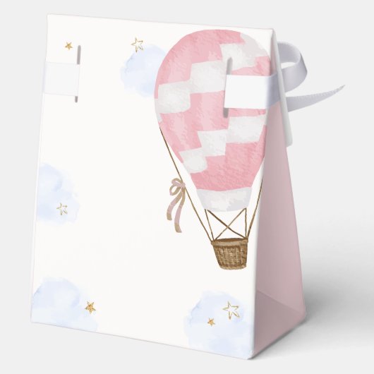 Roze Schattige Adventure Hete Luchtballon Baby sho Bedankdoosjes (Achterkant)