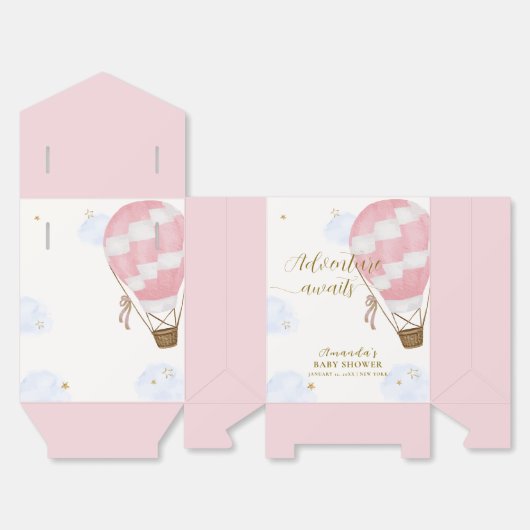 Roze Schattige Adventure Hete Luchtballon Baby sho Bedankdoosjes (Ongevouwen)