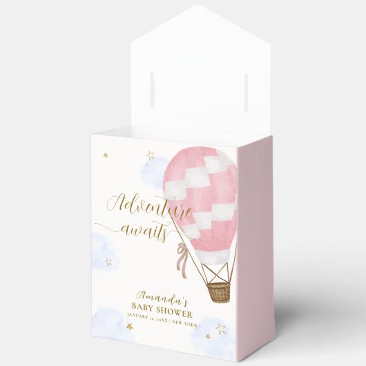 Roze Schattige Adventure Hete Luchtballon Baby sho Bedankdoosjes (Open)