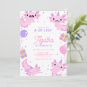 Roze Schattige Axolotl Meisje Verjaardag Kaart (Staand voorkant)