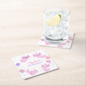 Roze Schattige Axolotl Meisje Verjaardag Kartonnen Onderzetters (Insitu)