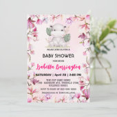 Roze Schattige baby hippo bloembloem baby shower k Kaart (Staand voorkant)