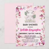 Roze Schattige baby hippo bloembloem baby shower k Kaart (Voorkant / Achterkant)
