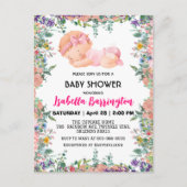 Roze Schattige Baby Meisje Bloemen baby shower kin Briefkaart (Voorkant)