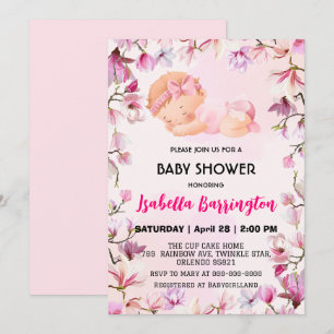 Roze Schattige Baby Meisje Bloemen baby shower kin Kaart