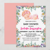 Roze Schattige Baby Meisje Bloemen baby shower kin Kaart (Voorkant / Achterkant)