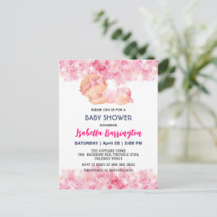 Roze Schattige Baby Meisje Daisy Flowers baby show Briefkaart