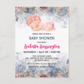 Roze Schattige Baby Meisje Roos Bloemen baby showe Briefkaart (Voorkant)
