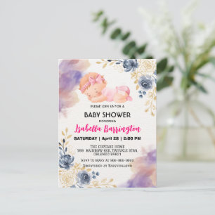 Roze Schattige Baby Meisje Roos Bloemen baby showe Briefkaart