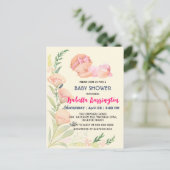 Roze Schattige Baby Meisje tulp bloemen baby showe Briefkaart (Staand voorkant)