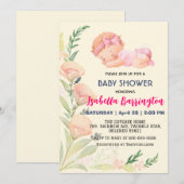 Roze Schattige Baby Meisje tulp bloemen baby showe Kaart (Voorkant / Achterkant)