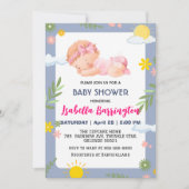 Roze Schattige Baby Meisje zomerbloemen baby showe Kaart (Voorkant)