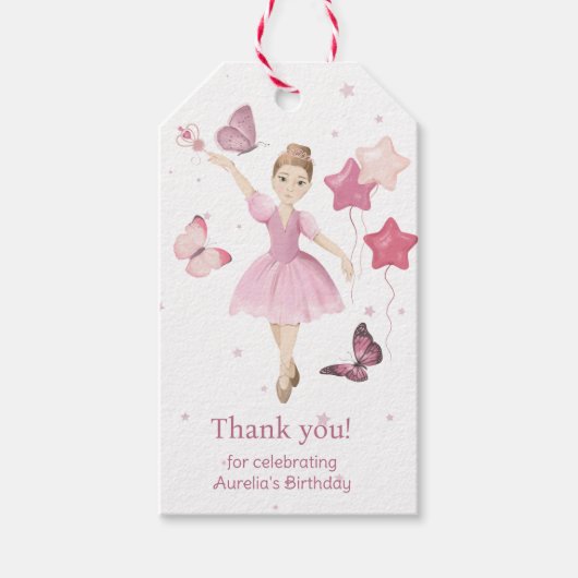Roze Schattige Ballerina Dank Je Cadeaulabel (Voorkant)