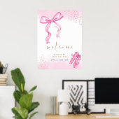 Roze Schattige Ballerina Shoes Bow Welkom Baby sho Poster (Thuiskantoor)