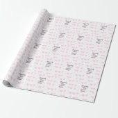 Roze schattige bloem baby shower waterverf moderne cadeaupapier (Uitgerold)