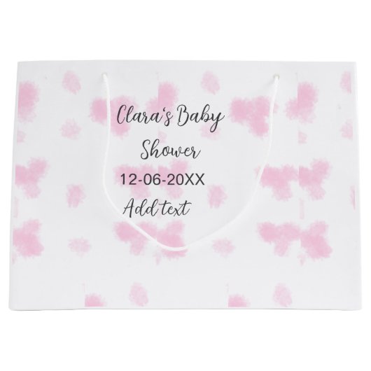 Roze schattige bloem baby shower waterverf moderne groot cadeauzakje (Voorkant)