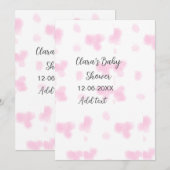 Roze schattige bloem baby shower waterverf moderne kaart (Voorkant / Achterkant)