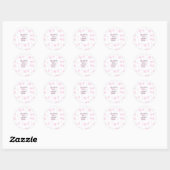 Roze schattige bloem baby shower waterverf moderne ronde sticker (Vel)