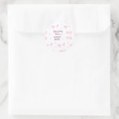 Roze schattige bloem baby shower waterverf moderne ronde sticker (Tas)